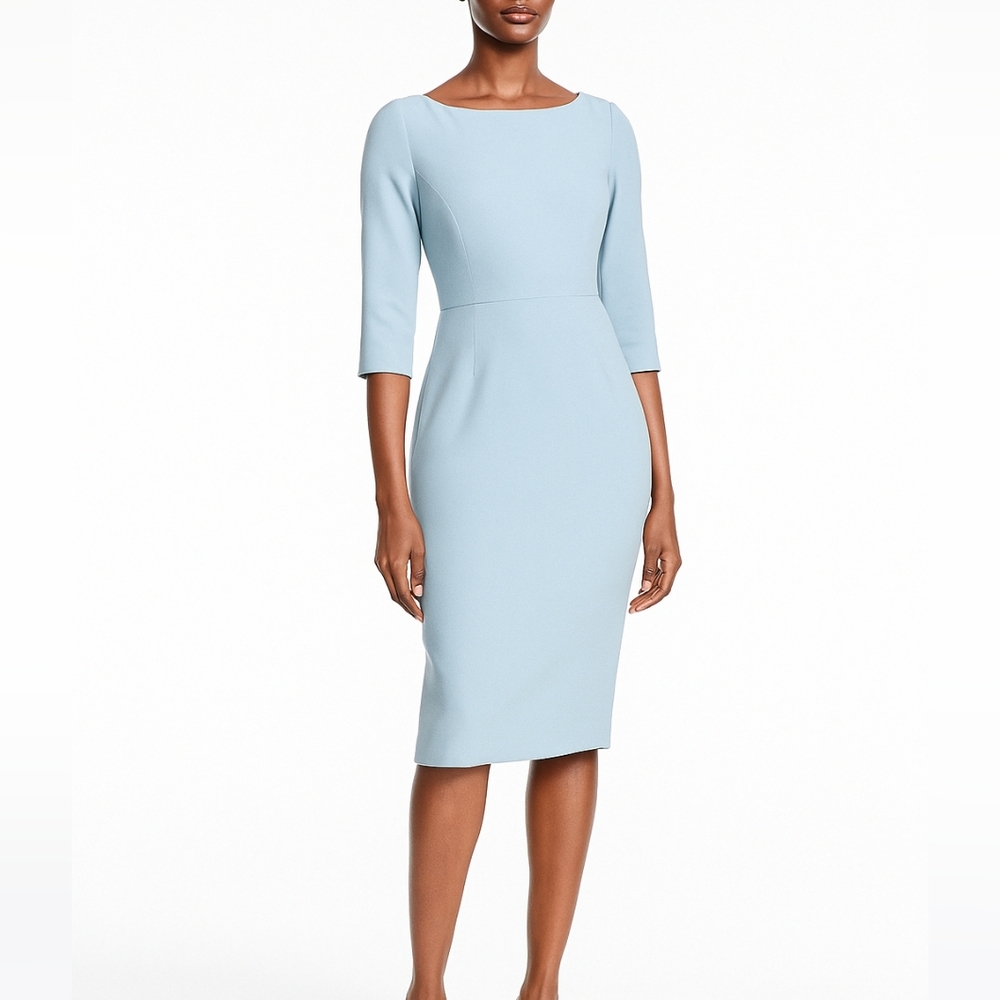 JANE Atelier NWT Women's Venus Frost Blue Wool‎ Crepe Pencil Dress